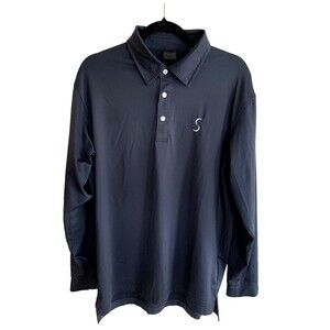 Dunning Golf Long Sleeve Polo Large Navy Sebonack Golf Club Like New